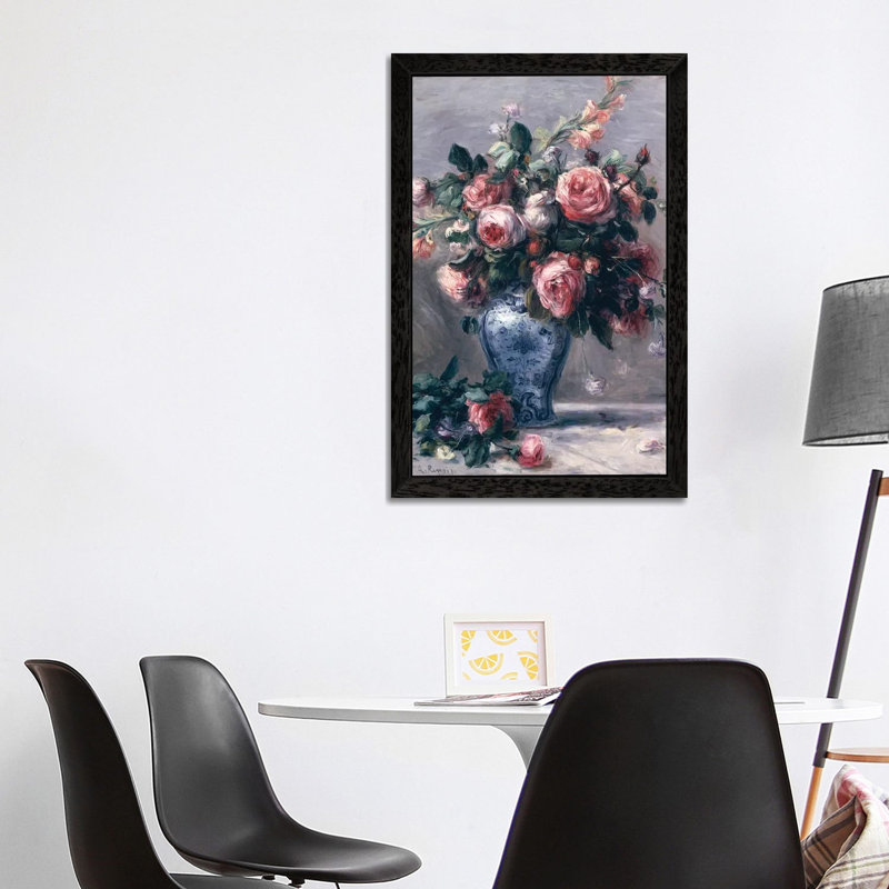Vase Of Roses by Pierre-Auguste Renoir - Gallery-Wrapped Canvas Giclee on Canvas, Black Framed, 66.04 cm H x 45.72 cm W