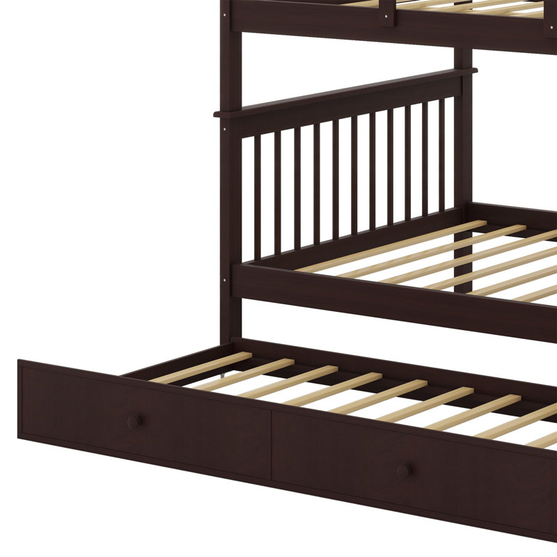 Kids Full Over Full Bunk Bed with Trundle, Espresso