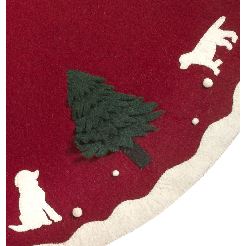 Handmade Christmas Tree Skirt, 60", Red