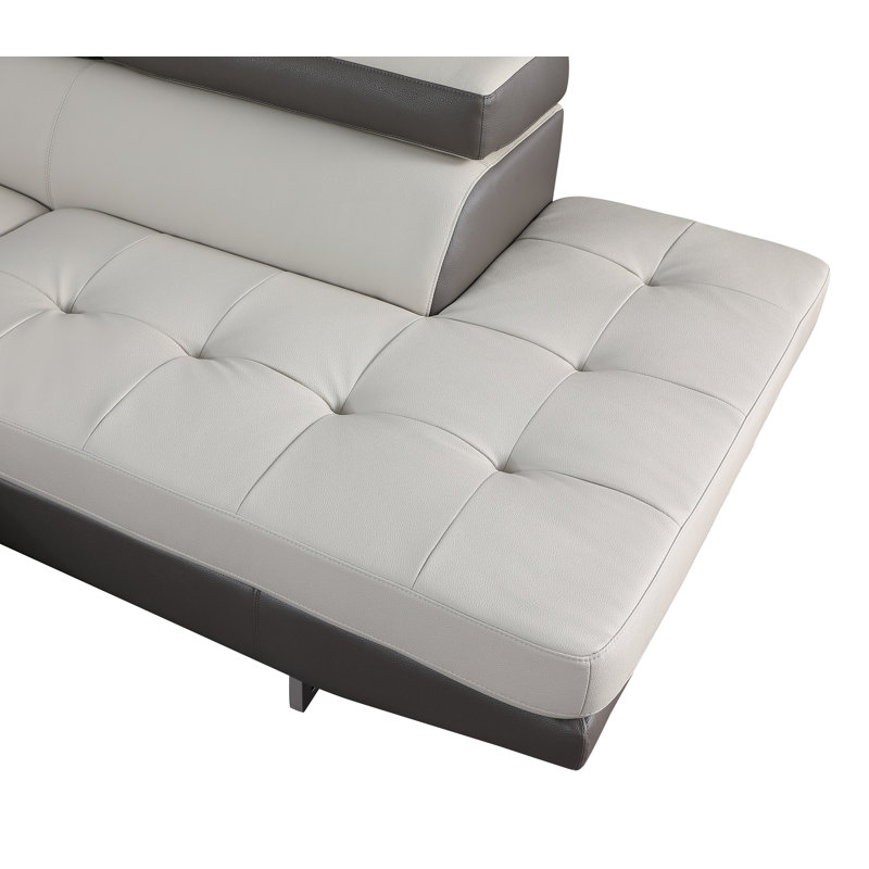 Armes Upholstered L-Shaped Sectional Left Hand Facing, Left Hand Facing, Two Tone Gray Faux Leather