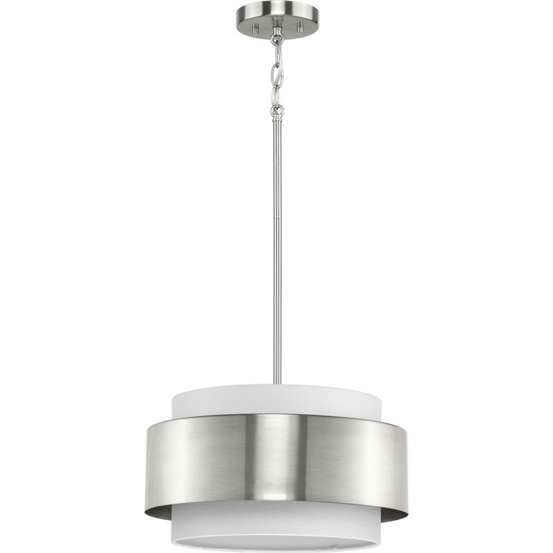 Luminaire suspendu tambour 3 lumières Myrteza, Nickel brossé, H 12 po x l 16 po x P 16 po