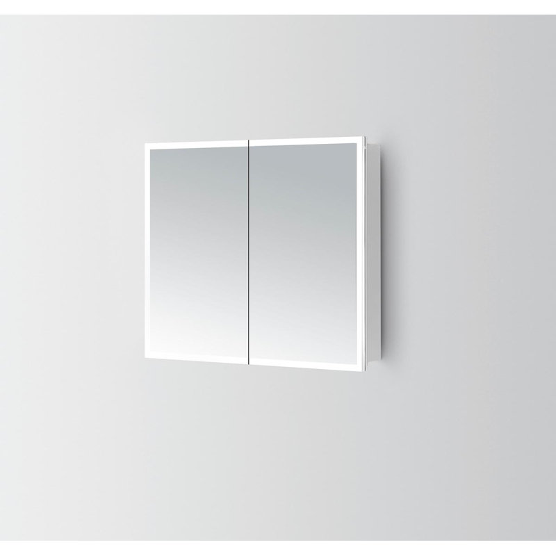 Luppo 800mm W 700mm H Surface Frameless Medicine Cabinet Mirror 2 Fixed
