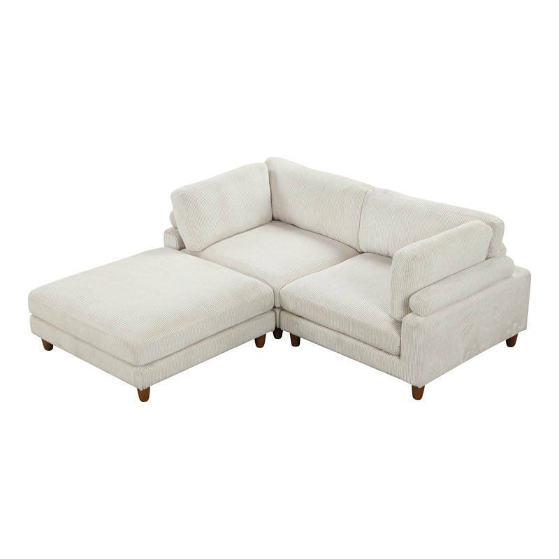 Canapé modulaire réversible avec repose-pieds Avanna, Velours beige