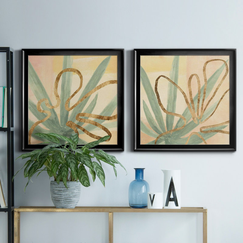 Desert Glow I Desert Glow I - Ensemble de 2 cadres photo, Toile avec cadre noir, H 17,5 po x l 35 po x P 1,5 po, Pas de tapis