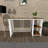 Asymmetrical Metal Frame Walnut Finish Computer Desk with 2 Shelves
