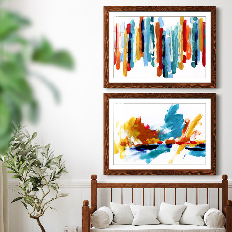Captive Color I - ensemble de 2 peintures encadrées, Papier avec cadre érable, H 31 po x l 44 po x P 1 po