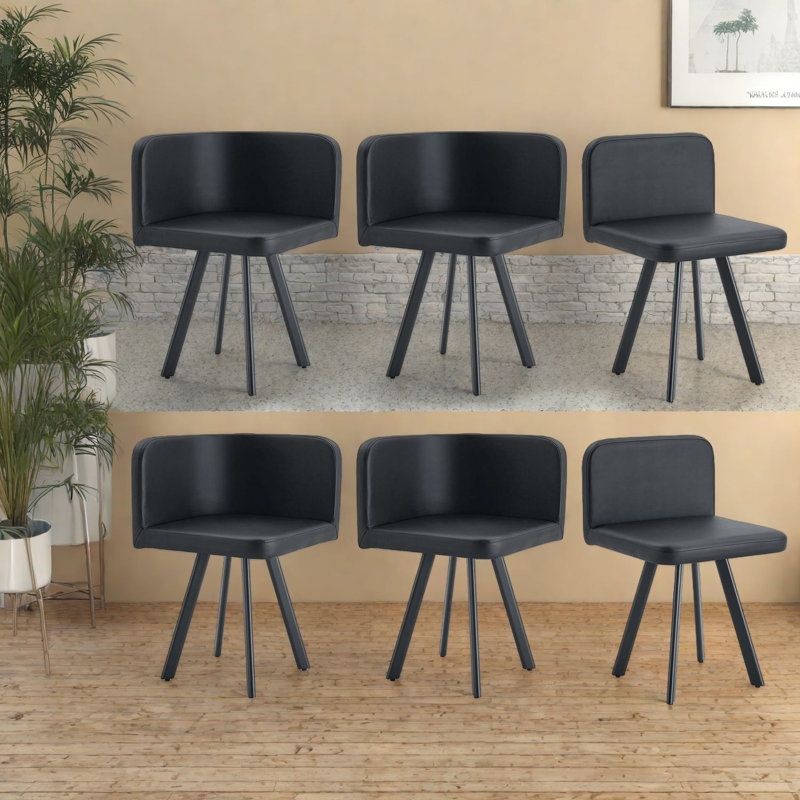 Chaises de salle à manger confortables, en polyuréthane noir et en métal, style moderne pour la maison