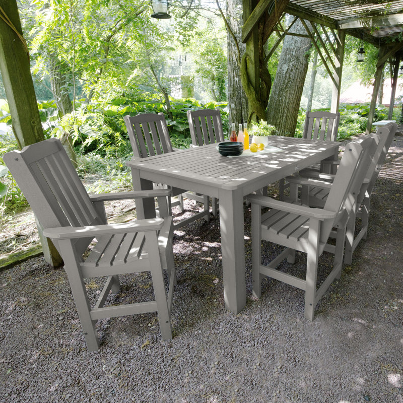 Midwest 6 - Person Patio Dining Set with Rectangular Table, Harbor Gray, 36'' H x 42'' W x 72'' L