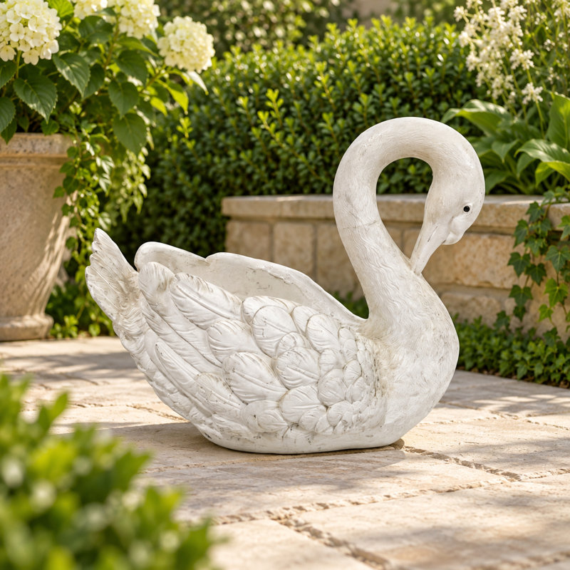 Jardinière de jardin vintage Cygne blanc