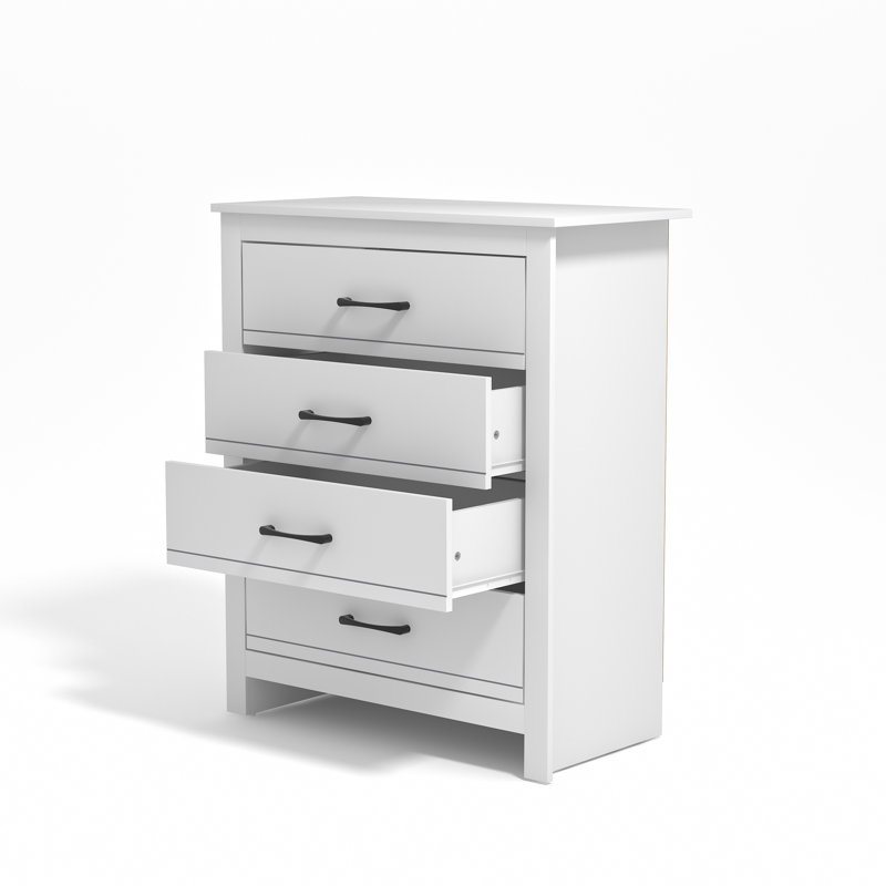 Limestone 4 - Drawer Chest of Drawers, White/White