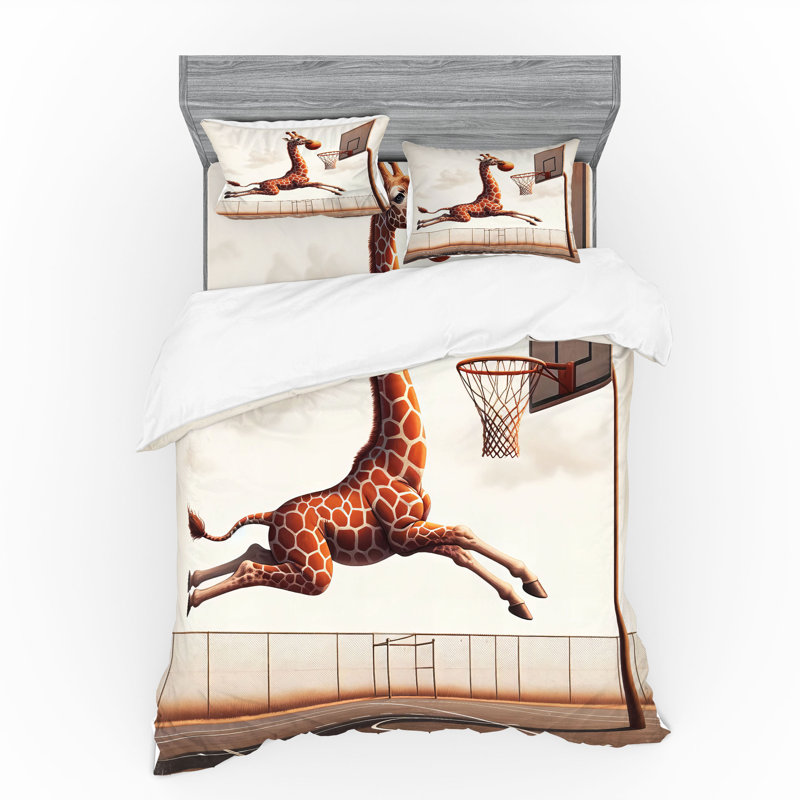 Ensemble de literie de basket-ball Ambesonne et cannelle blanc cassé vert, King Duvet Cover + 3 Additional Pieces