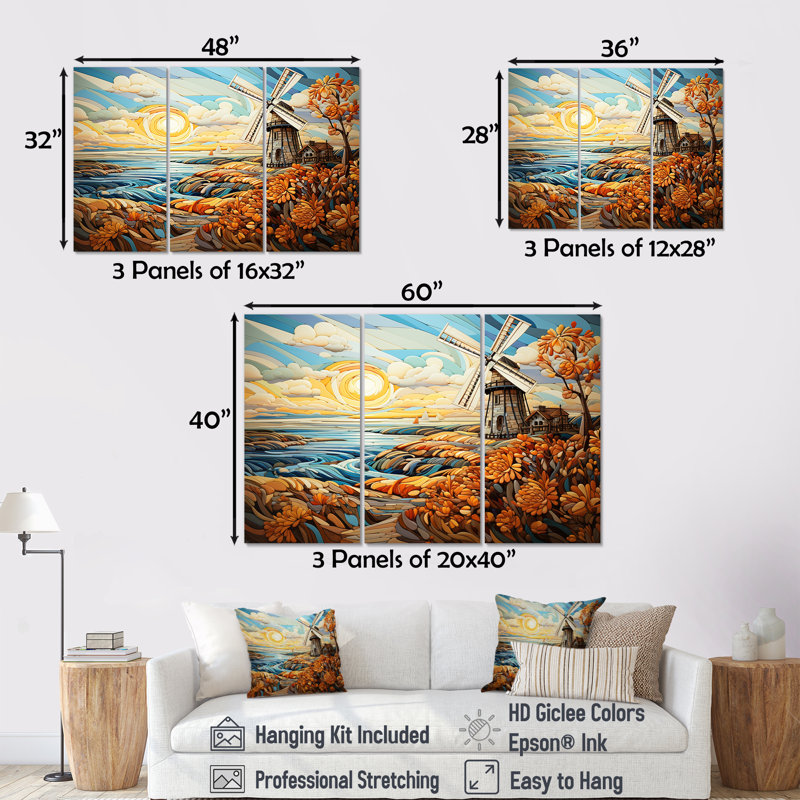 Windmill Coastal Breeze - Wind Turbines, art mural, H 28 po x l 36 po