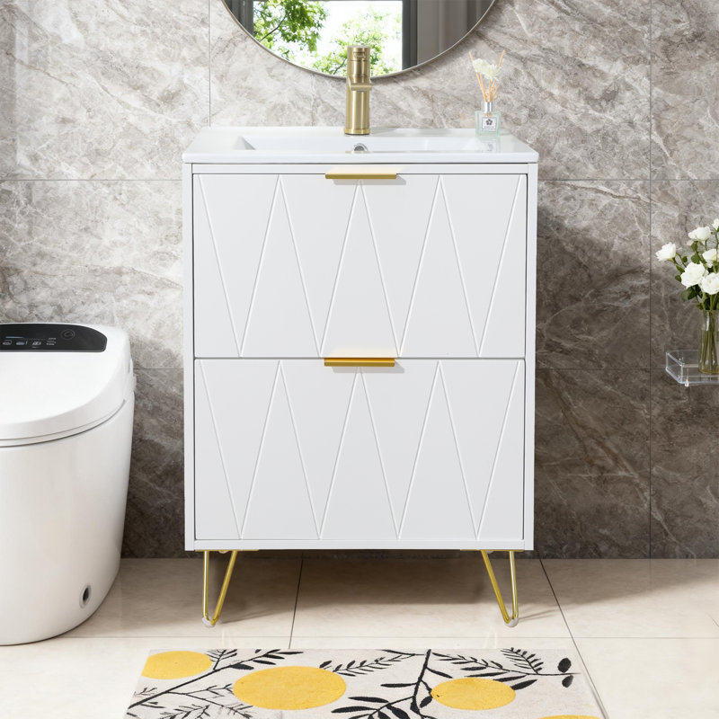 Ensemble de meuble-lavabo simple 24 po Modern, Blanc