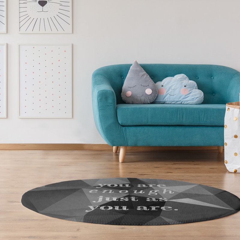 Faux gemme vous êtes assez tapis poly-chenille, Rond 5 pi