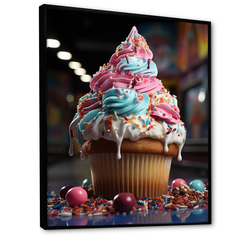 «Chuckling Cupcake Carnival I», reproduction d'art sur toile_105738, H 32 po x l 24 po x P 1 po, Cadre flottant noir