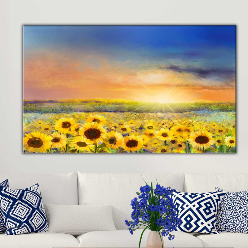 « the tournesol field », reproduction d’impression sur toile tendue, H 18 po x l 30 po x P 1 po