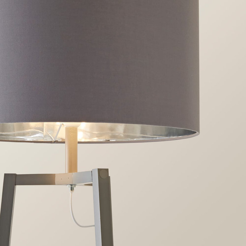 Aidrian 155cm Tripod Floor Lamp, Grey/Chrome, No, Grey