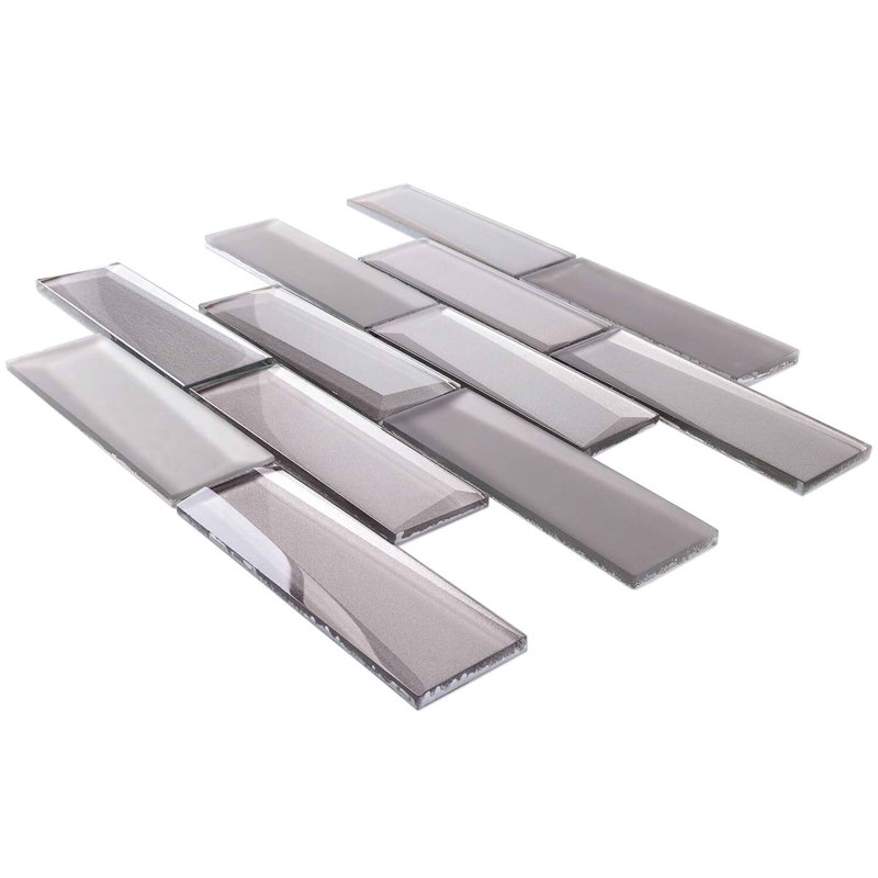 Remington 3D Bricks Bronze Glass Mosaic Tile, Sepia Gray