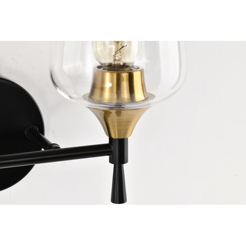 Louvella 2 - Light Dimmable Vanity Light, Black/Antique Brass