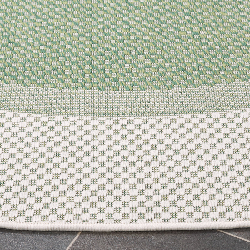Dildy Performance Machine Washable Checkered Indoor/Outdoor Area Rug, Round 6'7"