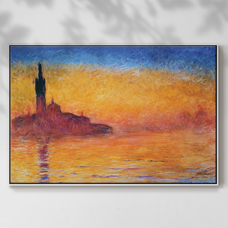 Monet, reproduction d'art encadrée sur toile par Claude Monet, H 17 po x l 25 po x P 2 po, Blanc