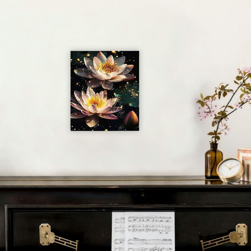 Paysage zen de fleurs roses, œuvre pour salon spa, 20 x 24