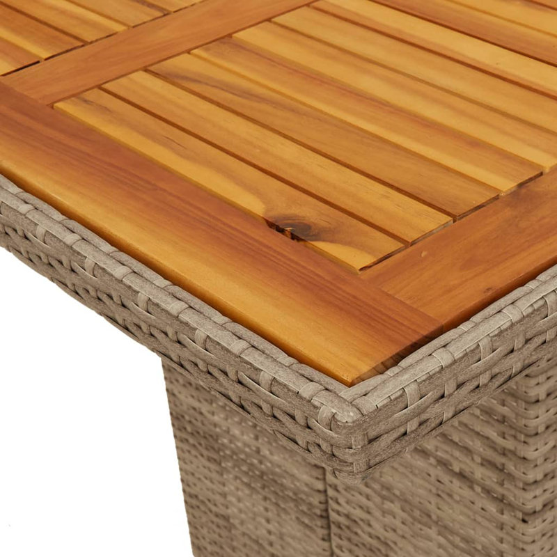 Patio Dining Set with, Solid Wood, Tan, Natural