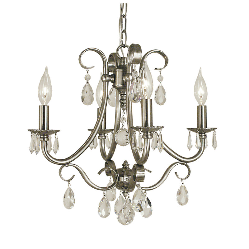 Style bougie classique/traditionnel 4 lumières lustre Mallie, Nickel brossé