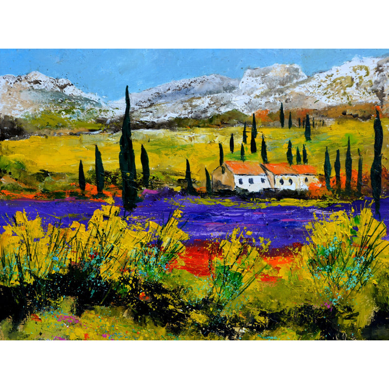 Provence In Vaucluse Print by Pol Ledent, Black Framed Canvas, 24" H x 32" W