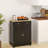 Distressed Black Patio Sideboard - Solid Wood Countertop, 2 Drawers, Doors, Adjustable Shelf Storage Cabinet
