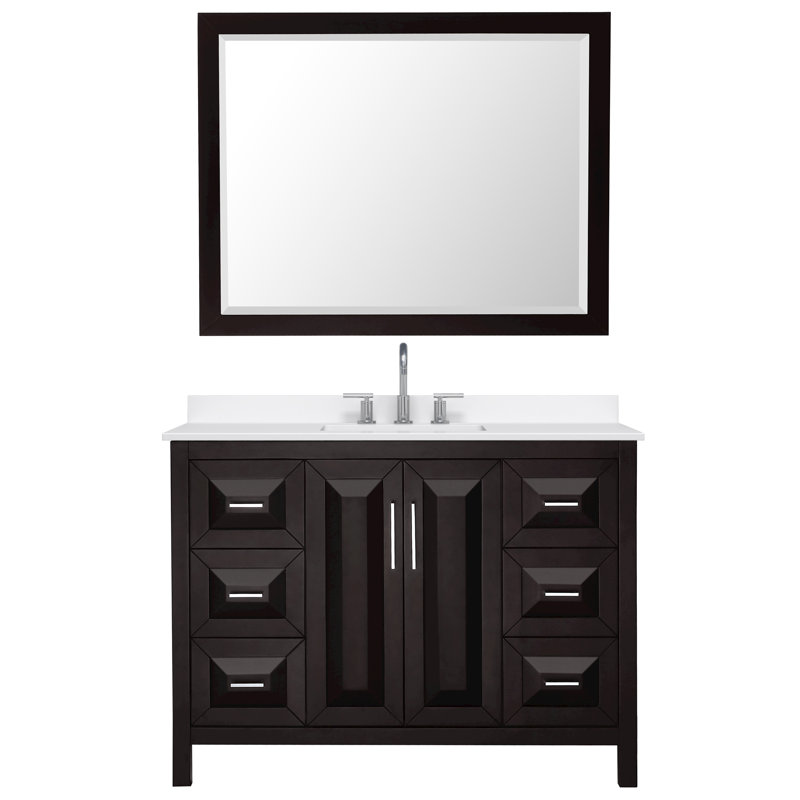 Daria 48'' W Vanity, Brown, Polished Chrome, White Quartz