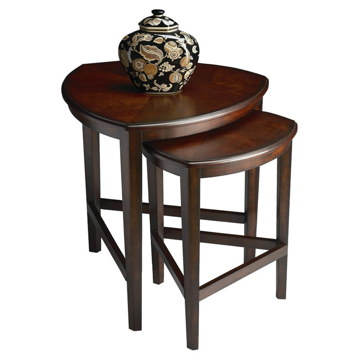 Athaniel Solid Wood 3 Legs Nesting Tables, Chocolate