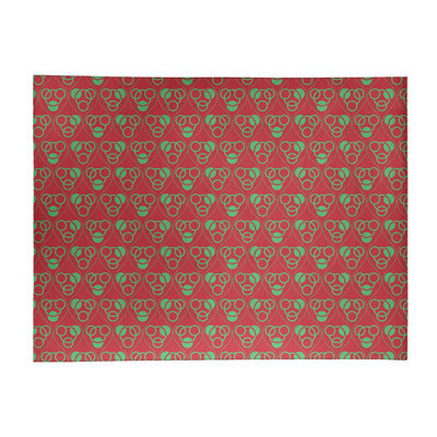 Tapis de zone rouge/vert fait main géométrique