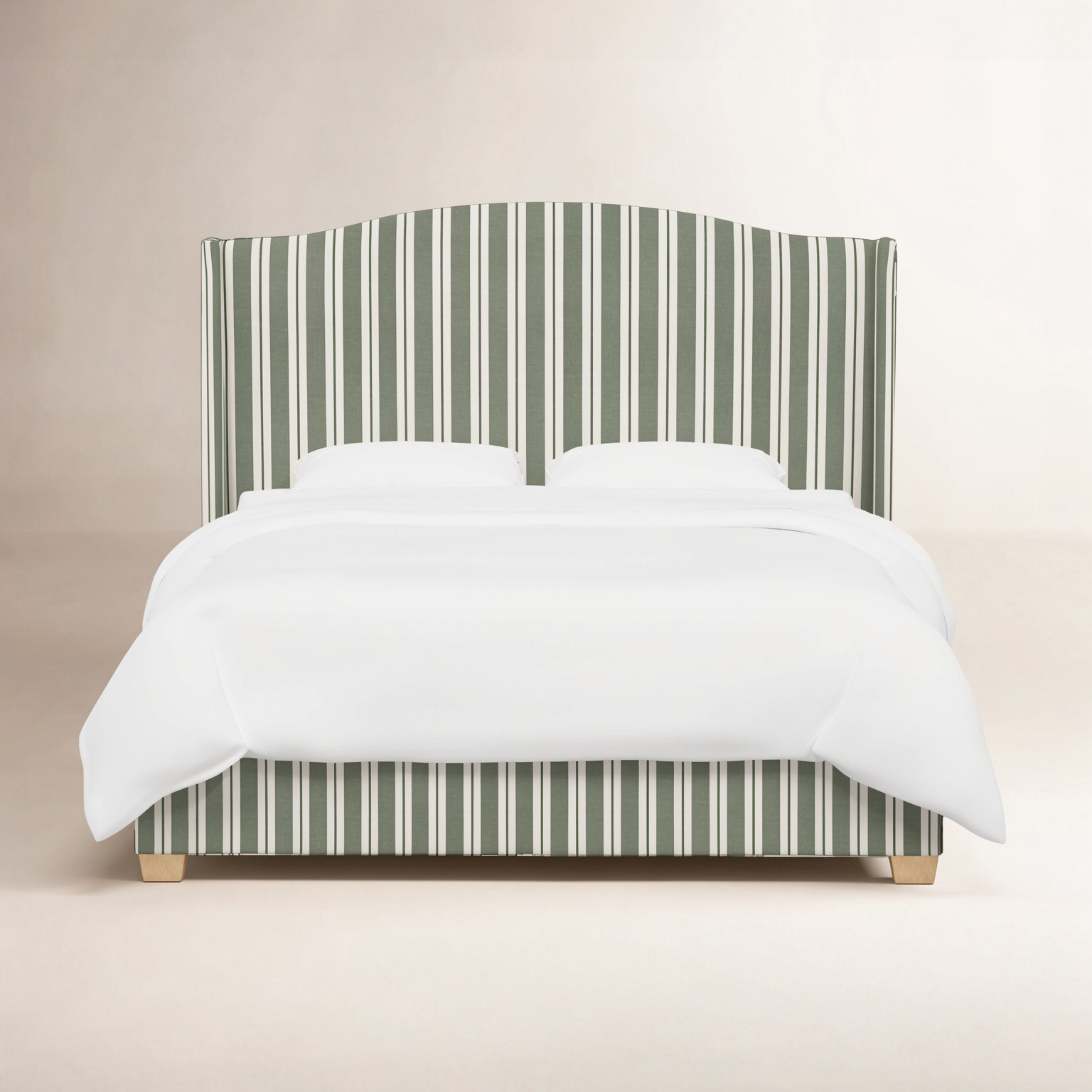 Allis Cotton Wingback Bed, California King, Anderson Stripe Green