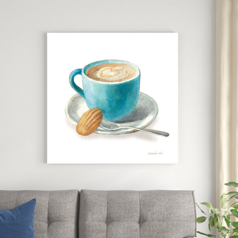 «Wake Me Up Coffee I On White» par Danhui Nai - peinture sur toile tendue, H 36 po x l 36 po