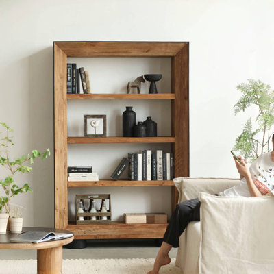 Simple and Retro Pine Wood Display Cabinet