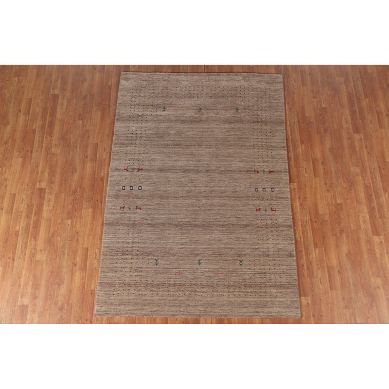 Brown Tribal Gabbeh Indian Area Rug 5x8