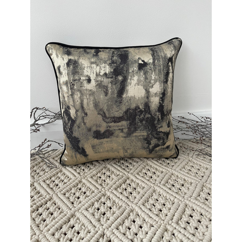 Abstract Square Cushion Cover, Black/Gold