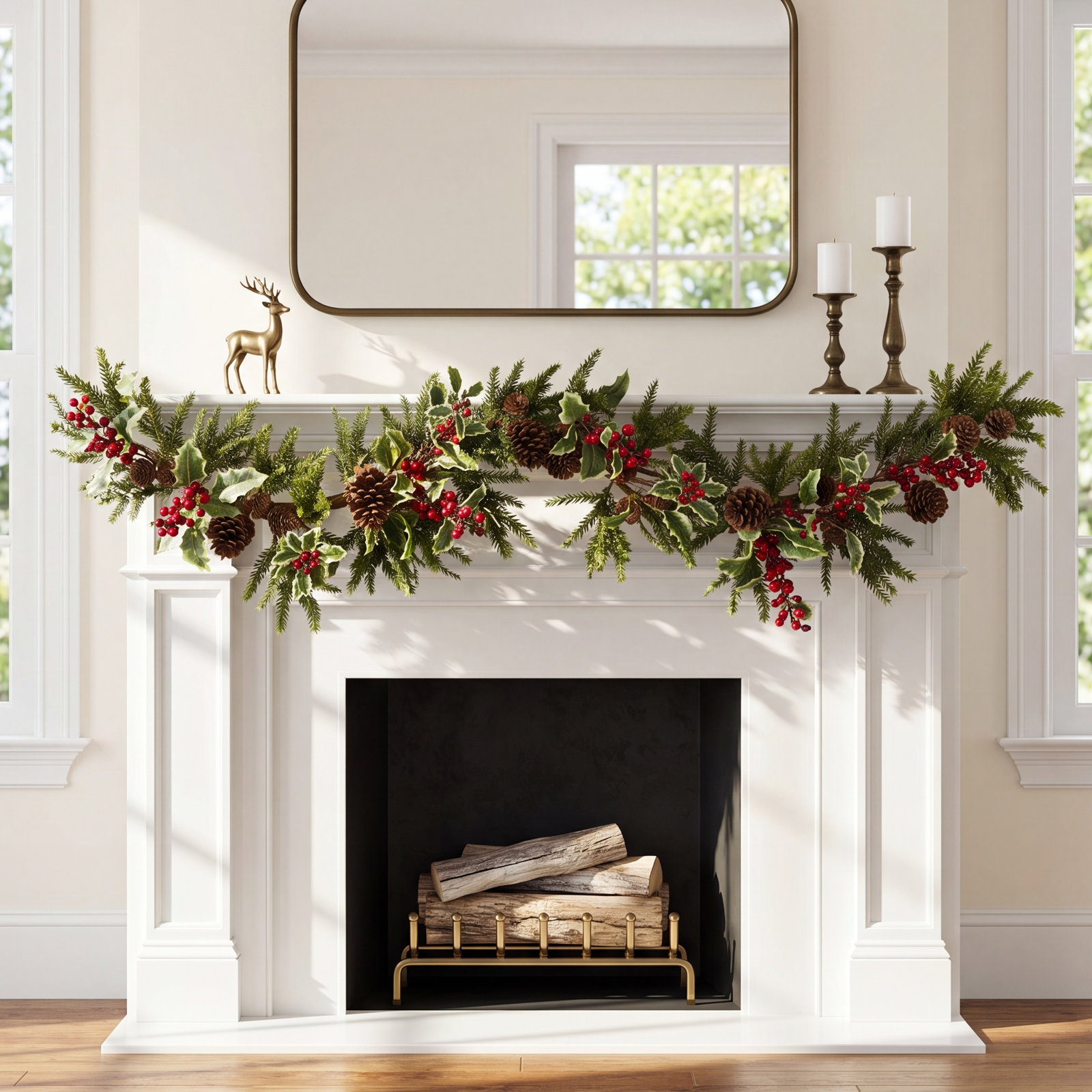 54'' in. Faux Holly Garland