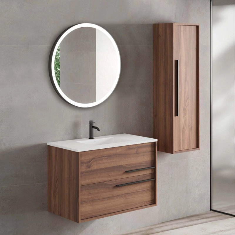 Ensemble de meuble-lavabo simple mural 24 po 24 po, Valenti, Graphite