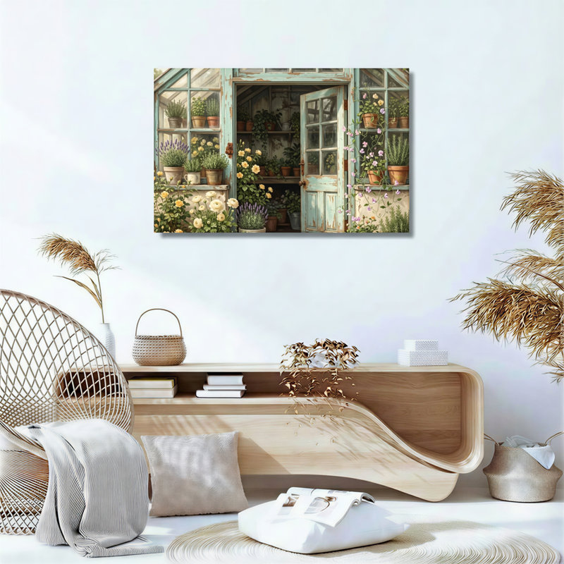 Ensemble de 1 tableau sur toile représentant un jardin floral, H 16 po x l 24 po, Toile tendue