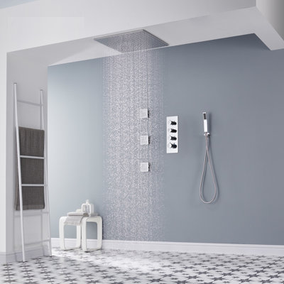 AquaRhapsody 3 Functions Thermostatic Shower System with 3 Body Jets and Rough-in Valve