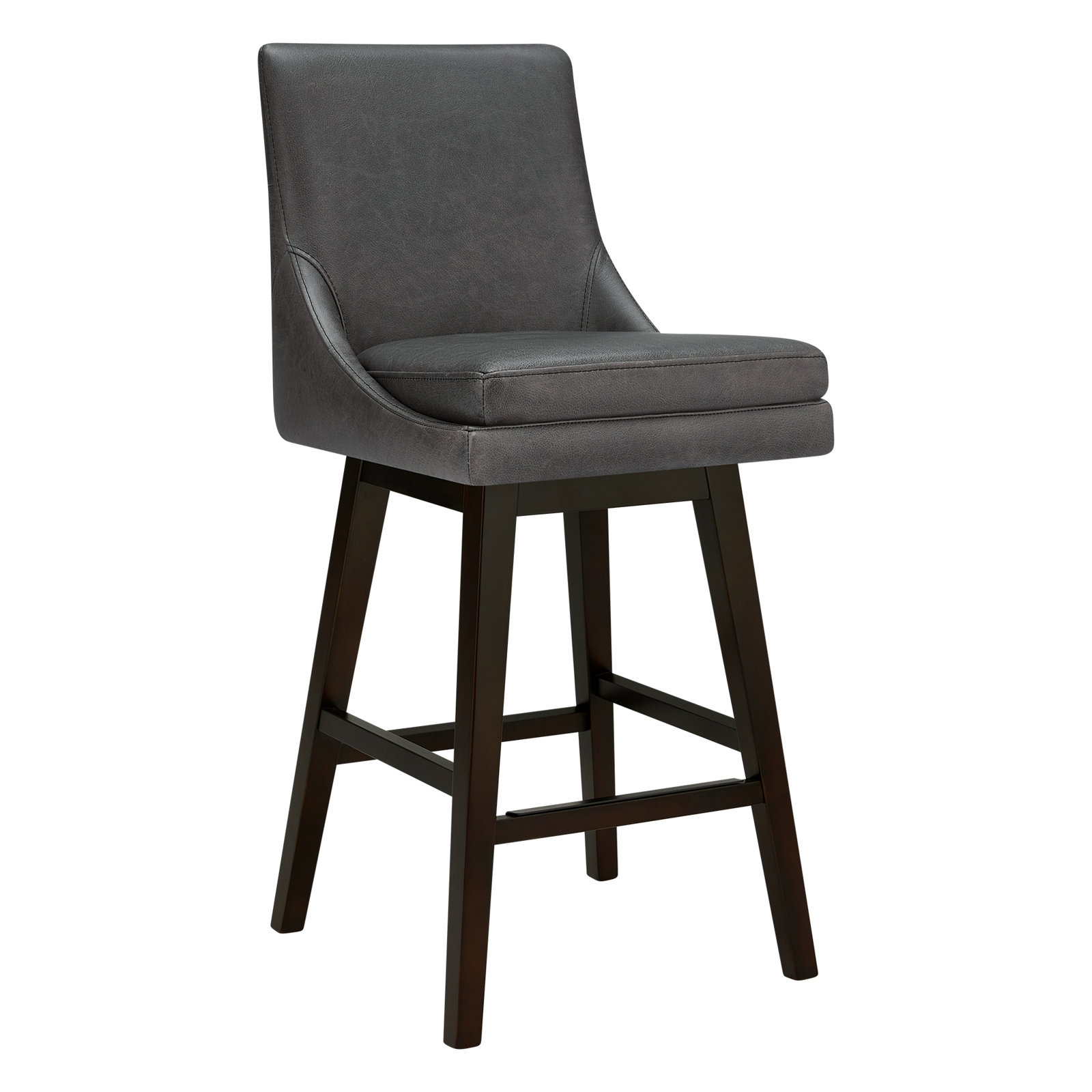 Zahara Neri Upholstered Swivel, Brown, Bar Stool (29.92" Seat Height)