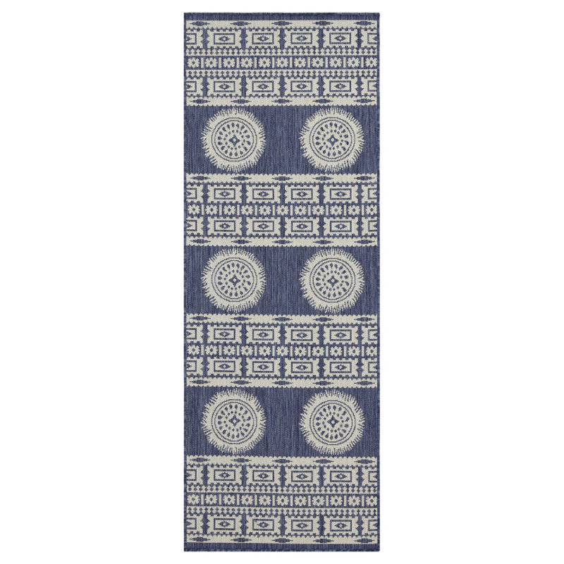 Tapis bleu intérieur / extérieur Sunshine, Tapis de couloir 2 pi 7 po x 7 pi 3 po