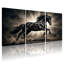 Ensemble de 3 tableaux sur toile tendue représentant un cheval noir au galop avec un soleil radieux-1469288709