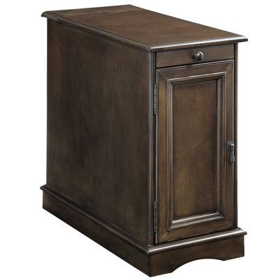 Contemporary Side Table With Port And Storage Options - Grey Finish Compartment Gray