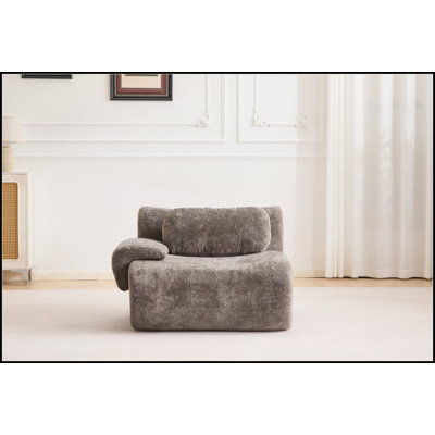 Compression Wave Sofa, Convertible Floor Sofa Bed, DIY Boneless Modular Sectional, No Assembly, Rabbit Velvet, 2-Seater, Light-grey