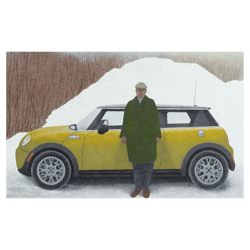 «Artist and Car» par Alex Colville - Estampe numérique, H 32 po x l 40 po
