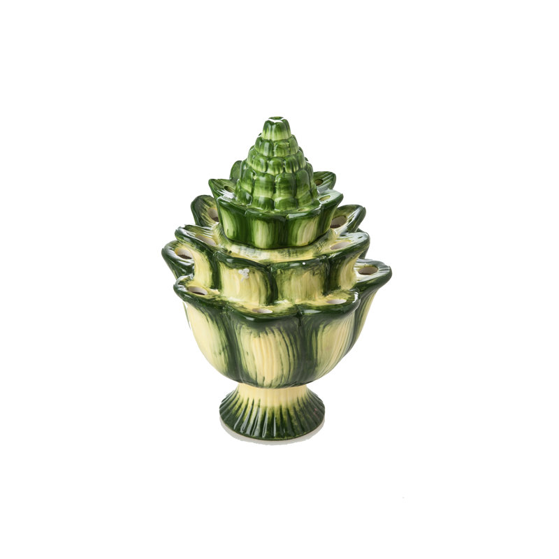 Vase de table en céramique verte, H 10 po x l 7 po x P 7 po
