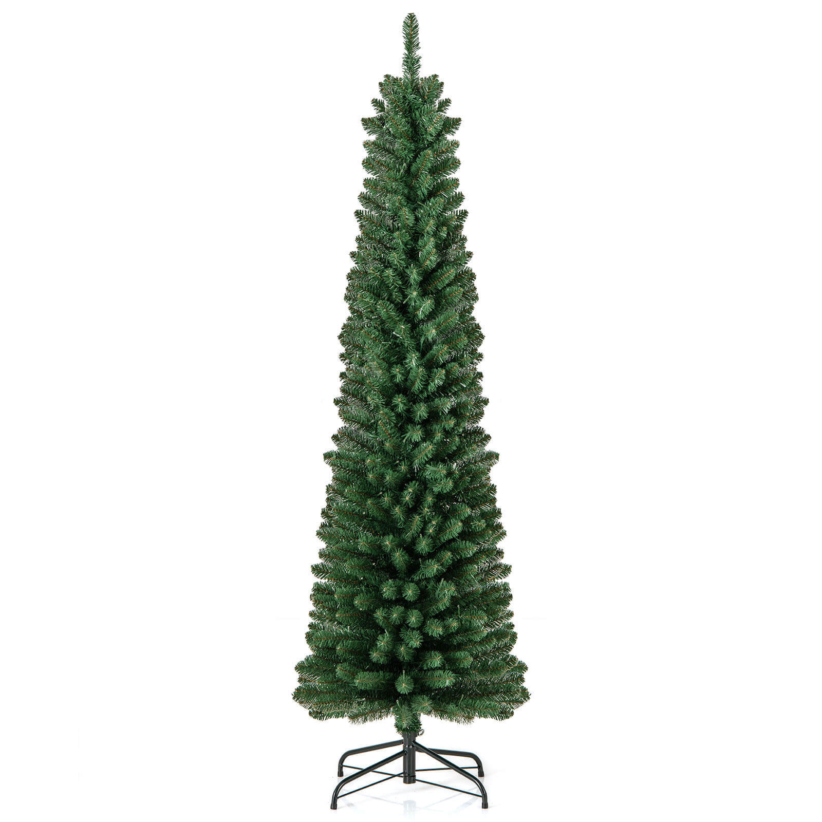 Pencil Christmas Tree With Memory Wire Branch Tips Led Lights For Home, 6'